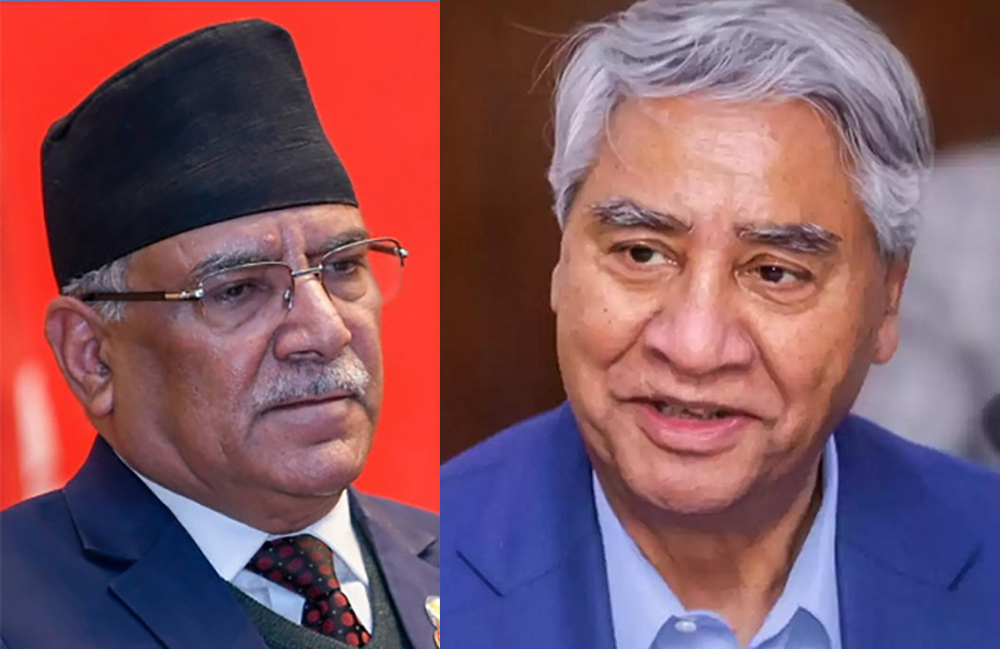 चार नेता लिएर बालुवाटार छिरेका देउवा र प्रचण्डबीच छलफल जारी
