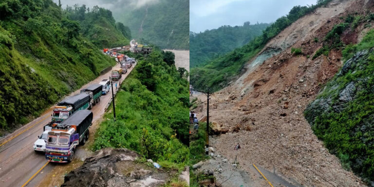 नारायणगढ-मुग्लिनखण्डको सिमलतालमा पहिरो, बस बगाएको आशंकामा खोजी गर्दै प्रहरी