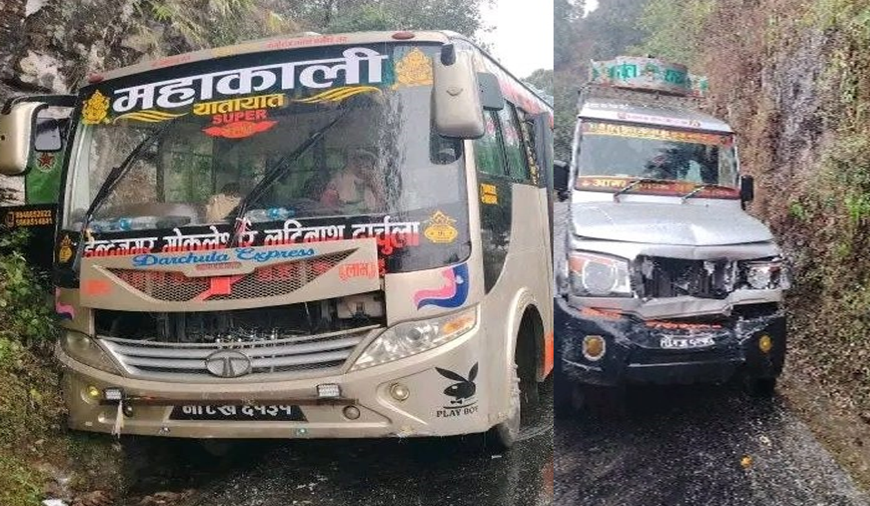 बस र जिप एक आपसमा ठोक्किदा दुर्घटना