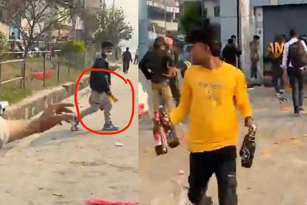 भाटभटेनीबाट राजावादी आन्दोलनकारीहरूले महंगा रक्सी र वियरहरू लुट्दै गरेको भिडियोहरू सोसल मिडियामा
