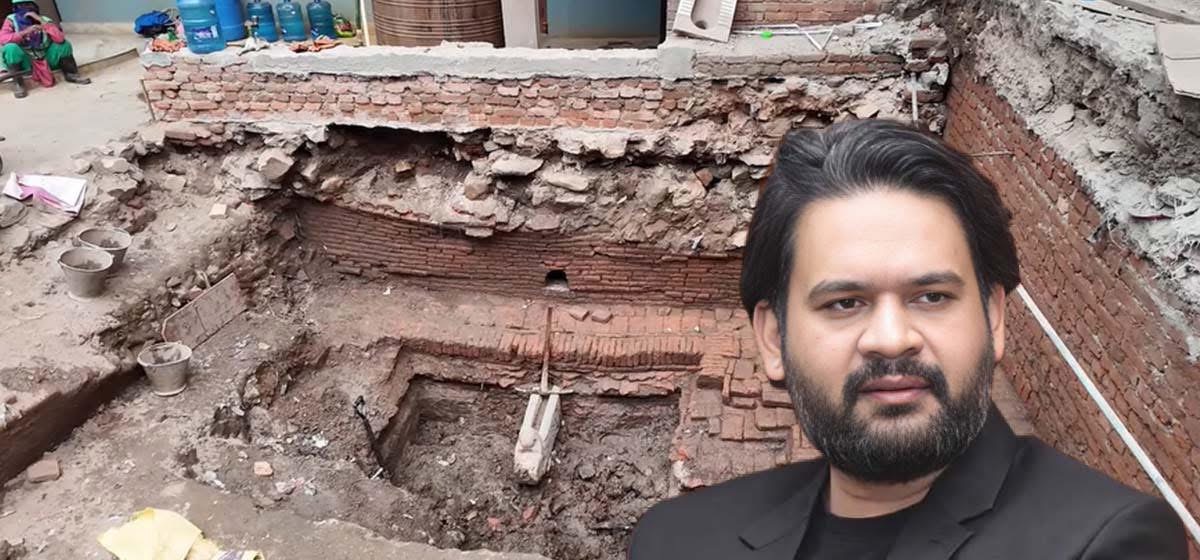 अठारौँ शताब्दीको भैरव हिटीको उत्खननका क्रममा ढुङ्गेधारा र मुख्य पर्खाल फेला