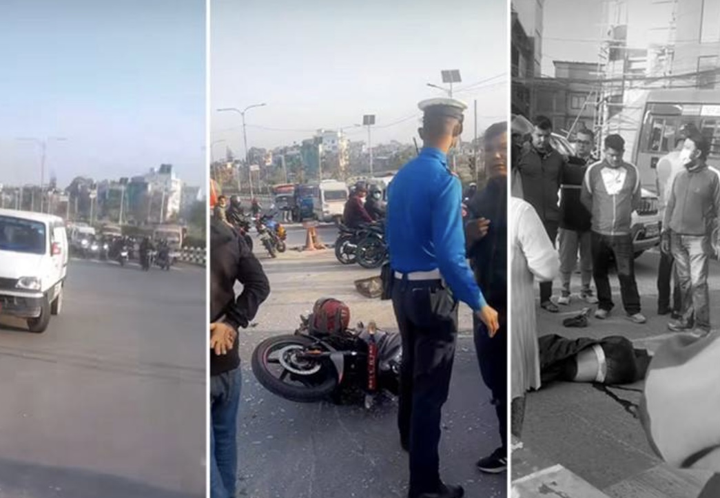 तीनकुनेमा बसले भ्यानलाई-भ्यानले मोटरसाइकललाई ठक्कर दियोः एक महिलाको मृत्यु, तीनजना घाइते