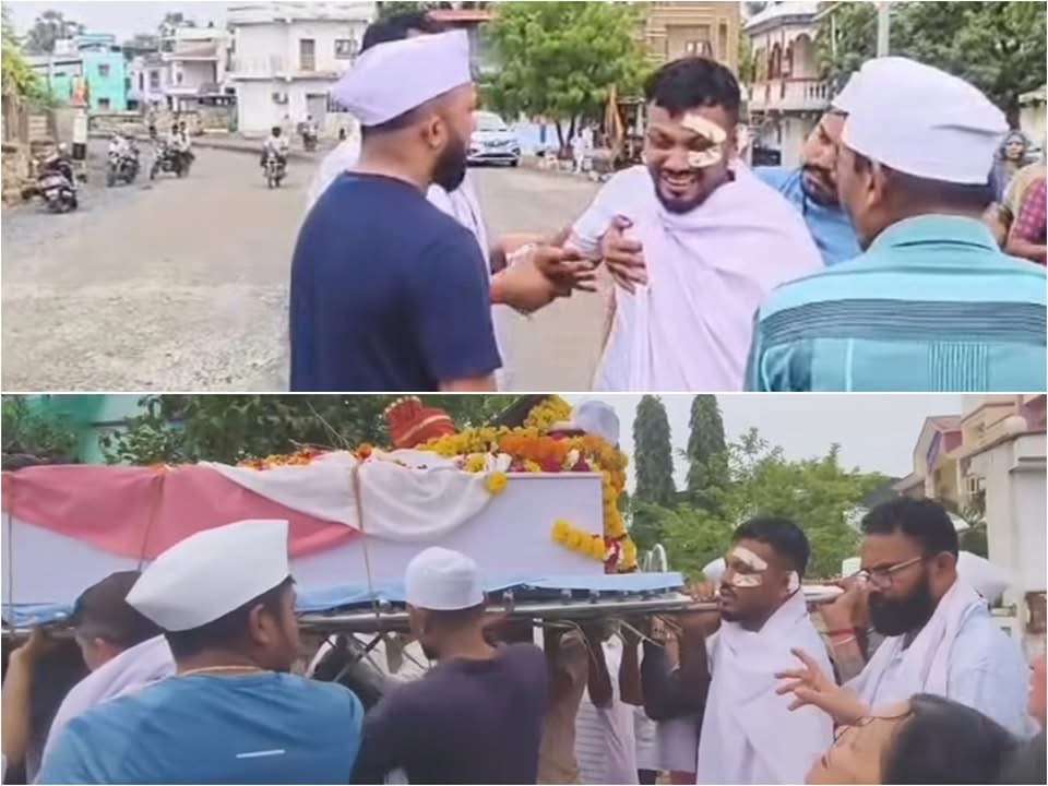अहमदाबाद विमान दुर्घटनामा बच्न सफल एक मात्र व्यक्ति विश्वास कुमार सोही विमान दुर्घटनामा ज्यान गुमाएका आफ्ना कान्छा भाइ अजयको अन्तिम शव यात्रामा यसरी भए भावुक