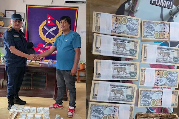 भिडियो खिचेपछि लुटेराले फालेको ५ लाख १० हजार ५ सय रुपैयाँ सुरेशले प्रहरीलाई बुझाए