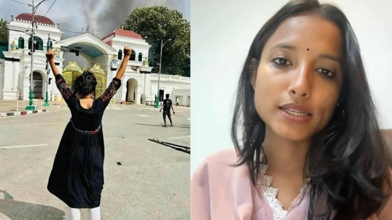 ‘देखिस् तेरो पतन !’ भन्दै जलिरहेको सिंहदरबारअघि रक्षा बमको विजयी पोज