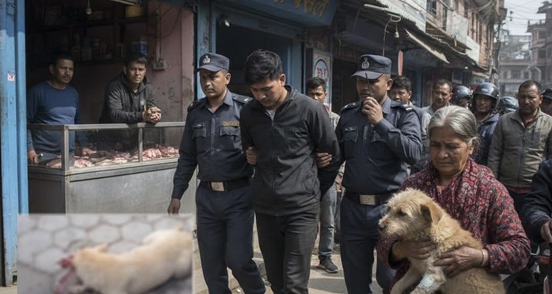मासु पसल अगाडि आएको भन्दै कुकुरलाई कुटपिट गर्ने पक्राउ