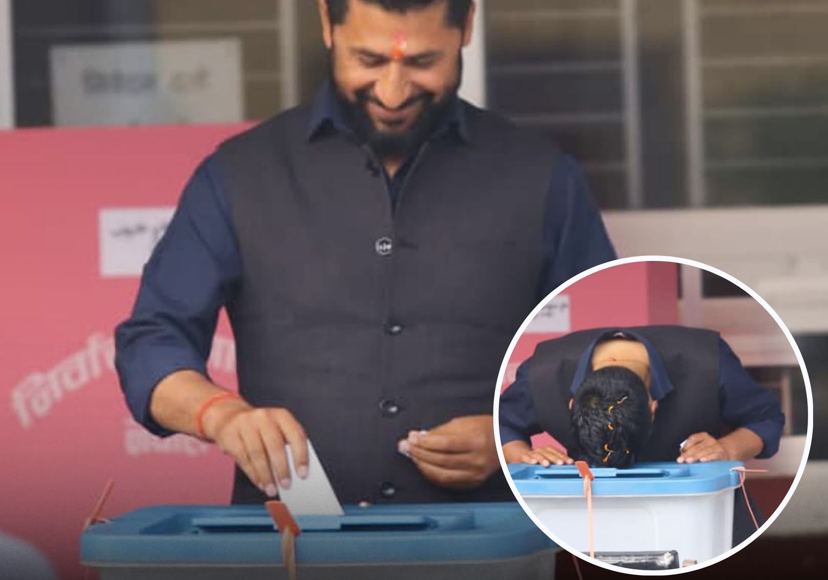 रास्वपाका सभापति रवि लामिछानेले काठमाडौ ३ को मतदान केन्द्रमा ढोगेर गरे मतदान,लागे चितवन
