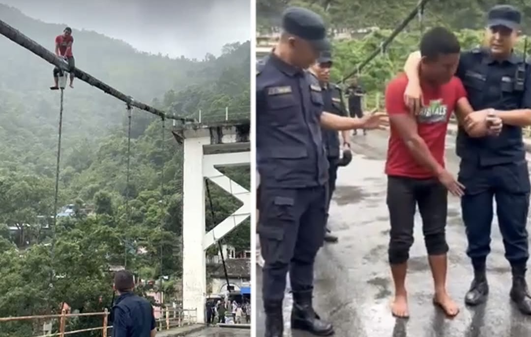 त्रिशूलीमा फाल हान्न लागेका युवक जब प्रहरीको फन्दामा परे…
