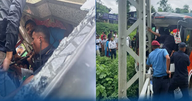 बस दुर्घटना, चालक  सहित १५ जना घाइते