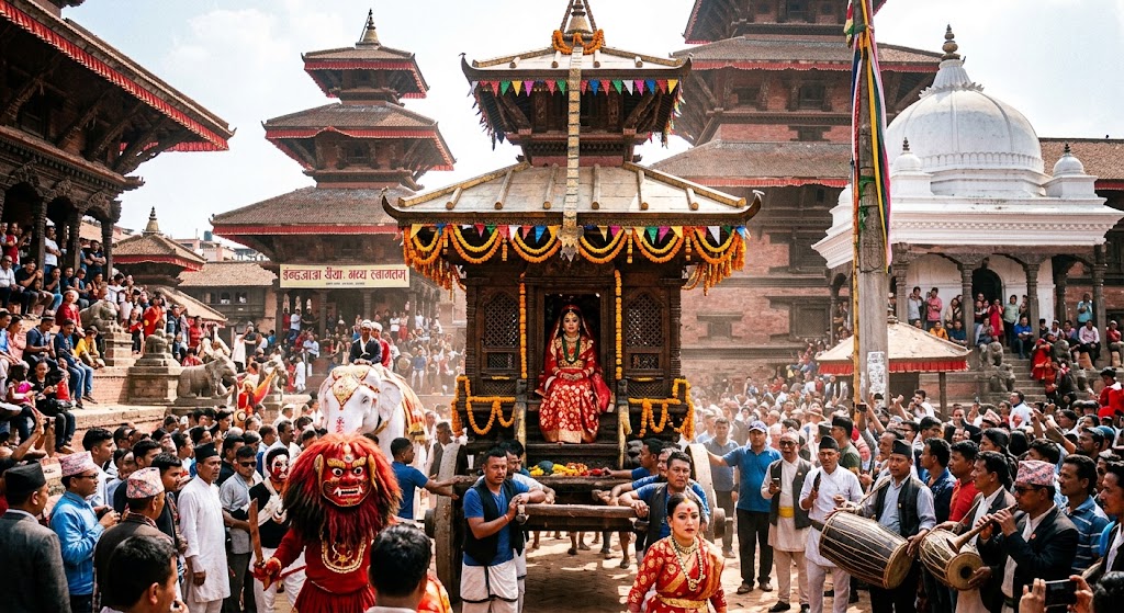 इन्द्रजात्रा: जब स्वर्गका राजा इन्द्र काठमाडौँमा बाँधिए